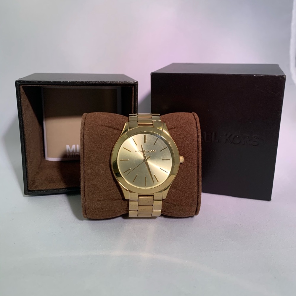 Michael Kors Unisex Slim Runway Gold-Tone Watch